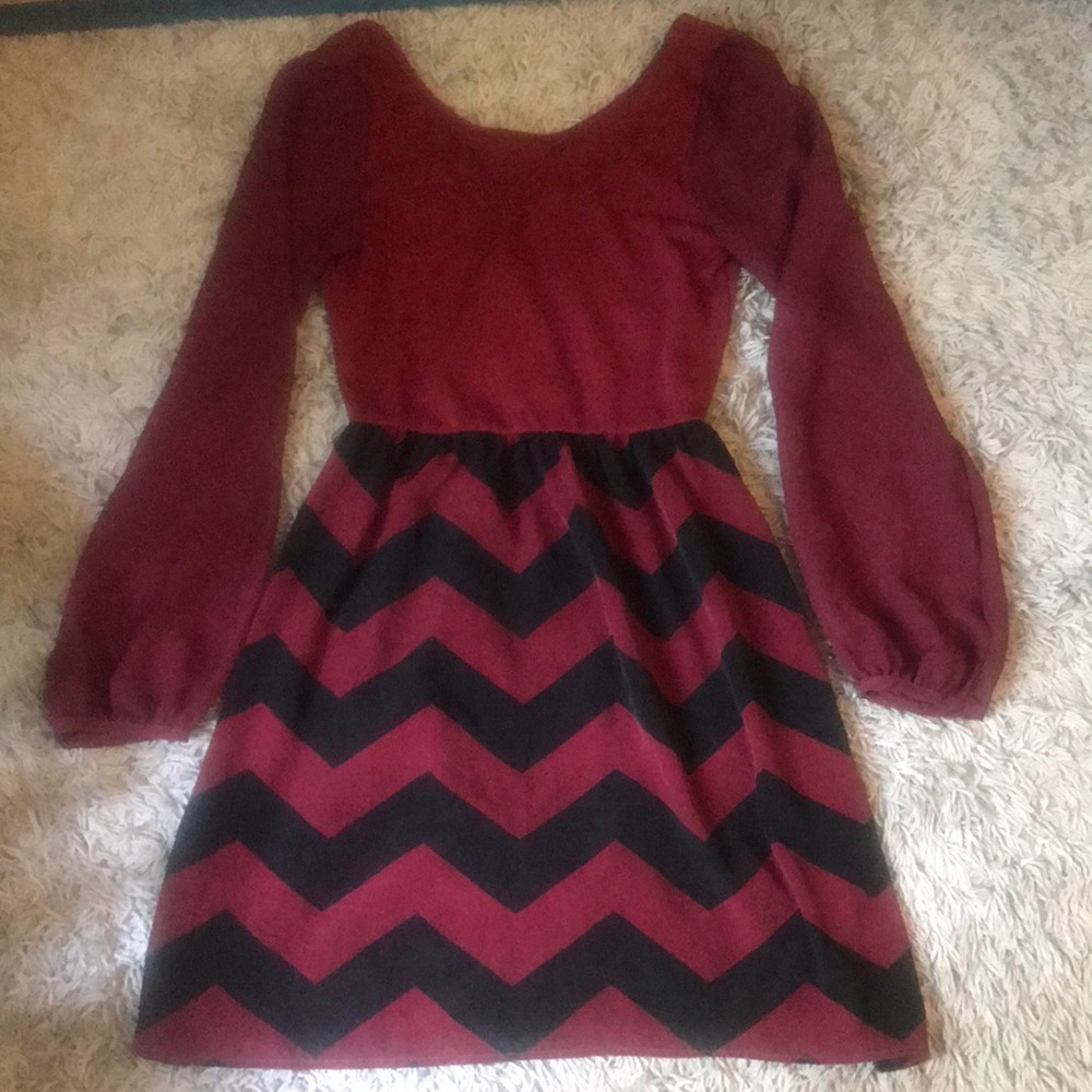 Red and Black chevron dress.